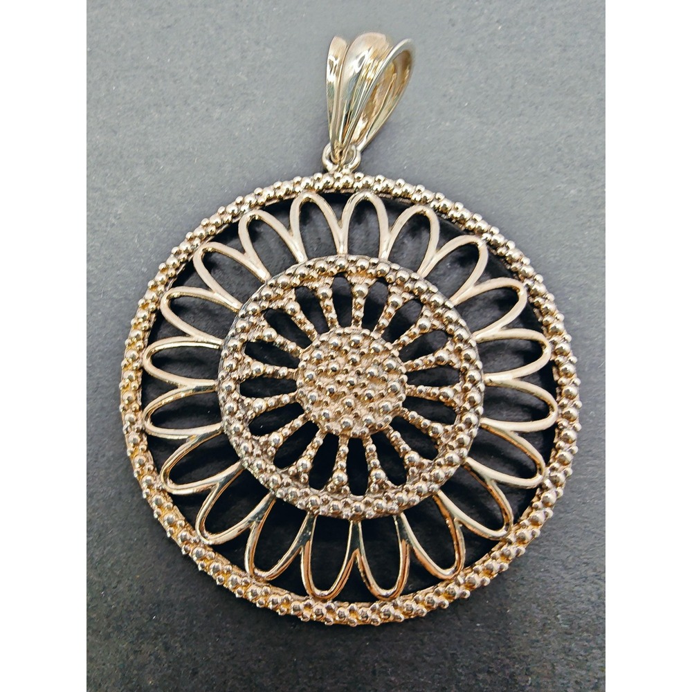 Milor Italy 925 Sterling Silver Floral Medallion Circular Pendant Statement